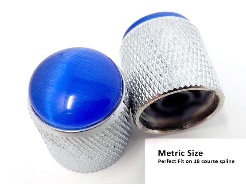 Brio Gem Knob Chrome w Blue Stone - Metric