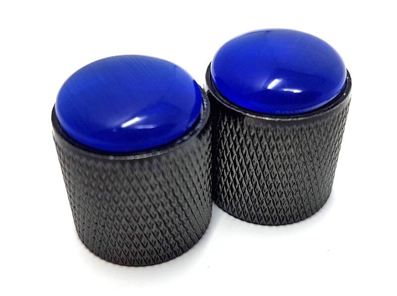Brio Gem Knob Black w Blue Stone - Metric