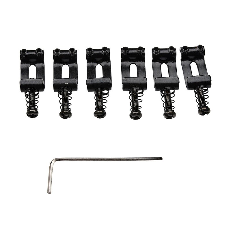 Brio 10.5mm Steel Vintage Style Guitar Tremolo Bridge Saddles Stratocaster Black