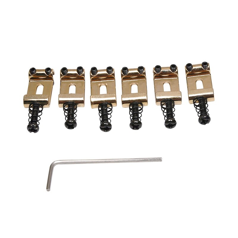 Brio 11.3mm Steel Vintage Style Guitar Tremolo Bridge Saddles Stratocaster Gold