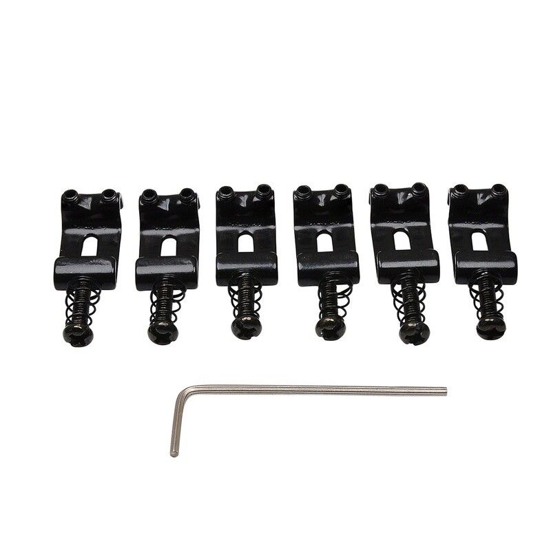 Brio 10.8mm Steel Vintage Style Guitar Tremolo Bridge Saddles Stratocaster Black