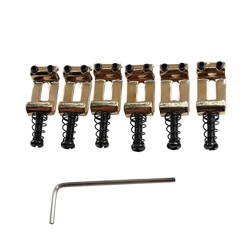 Brio 10.5mm Steel Vintage Style Guitar Tremolo Bridge Saddles Stratocaster Gold