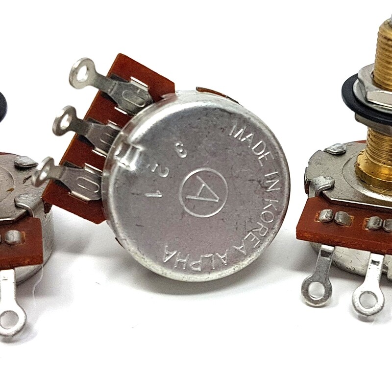 Alpha 24Φ/28MM Pot W/Brass Bushing, Audio Taper 500k