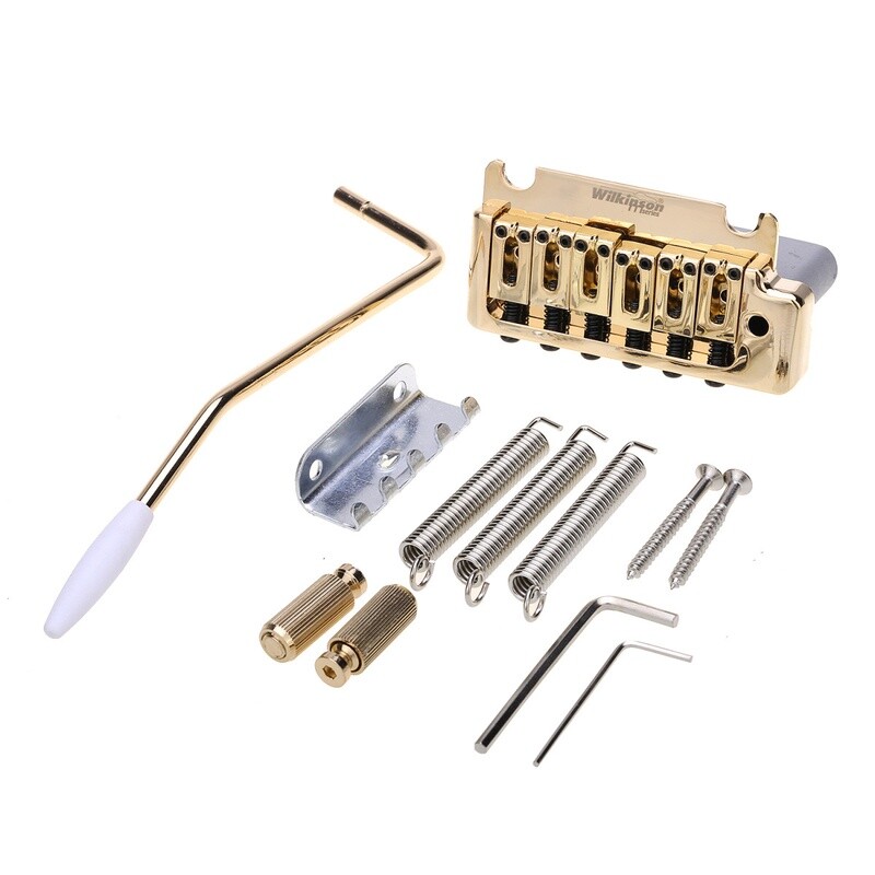 Wilkinson 52.5mm(2-1/16 inch) Full Block ST Guitar Tremolo Bridge Pop-In Arm 2-Point for American Standard or Professional Fender Strat, Gold
