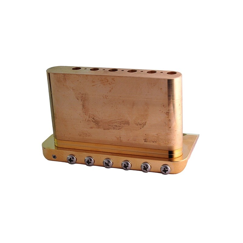 Brio 52.5mm Full Solid Brass 6-Screws PRS-Style Knife Edge Tremolo Bridge for Strat Style Electric Guitar, Gold