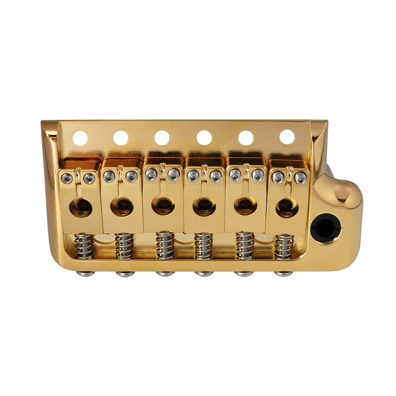 Brio 52.5mm Full Solid Brass 6-Screws PRS-Style Knife Edge Tremolo Bridge for Strat Style Electric Guitar, Gold