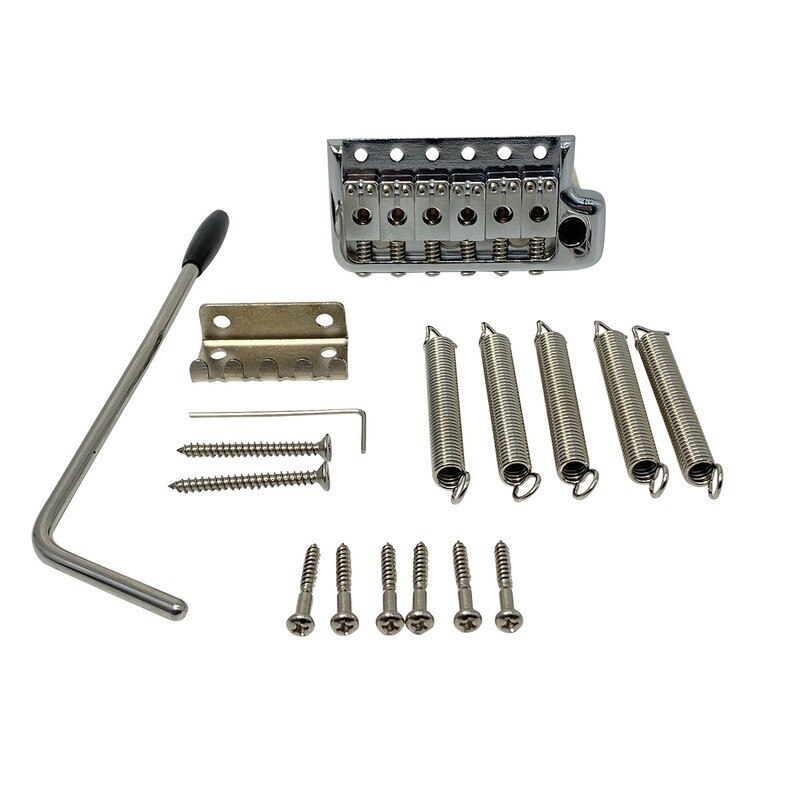 Brio 52.5mm Full Solid Brass 6-Screws PRS-Style Knife Edge Tremolo Bridge for Strat Style Electric Guitar, Chrome