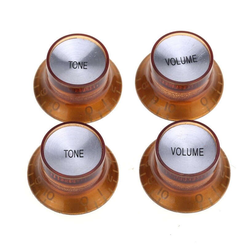 Brio Set of 4 Reflector Knobs Amber w/Silver Top ( US SIZE )