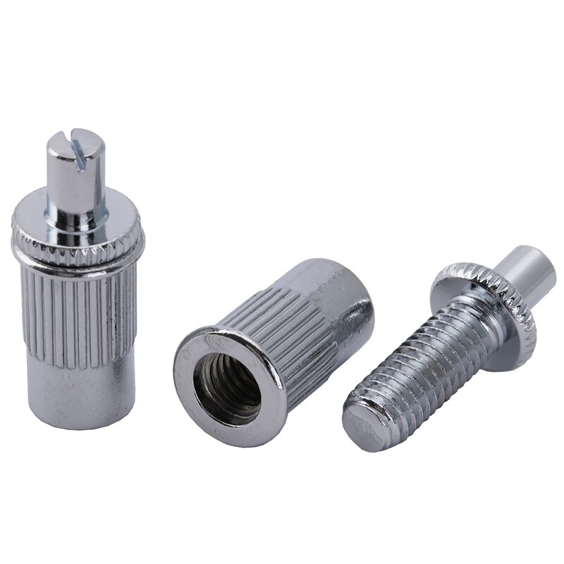 M8 Metric Nashville Tune-o-matic Bridge Mounting Studs and Inserts Bushings Set for Import Les Paul Style Electric Guitar, Chrome(Set of 2)