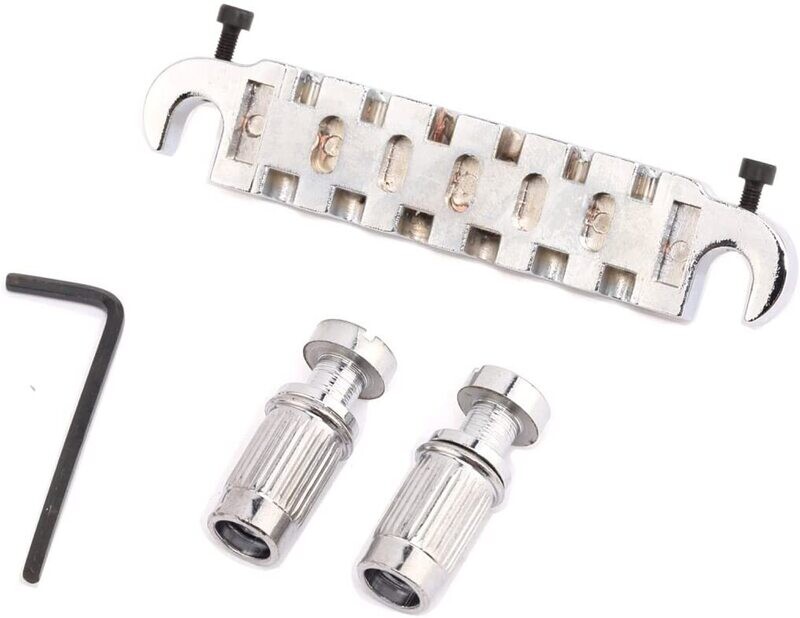 6 String Compensated Wraparound Stud Mount Adjustable Bridge for Les Paul Style Guitar Chrome