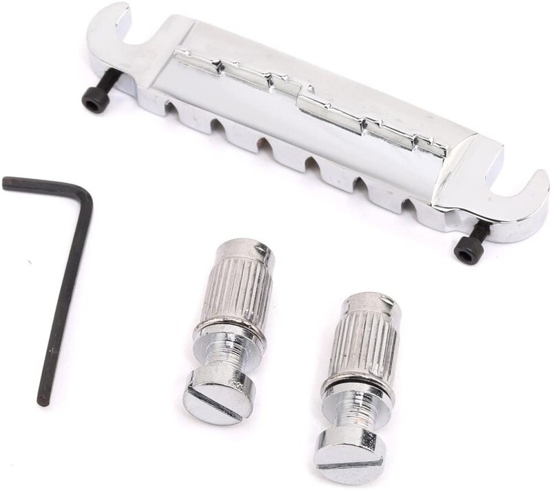 6 String Compensated Wraparound Stud Mount Adjustable Bridge for Les Paul Style Guitar Chrome