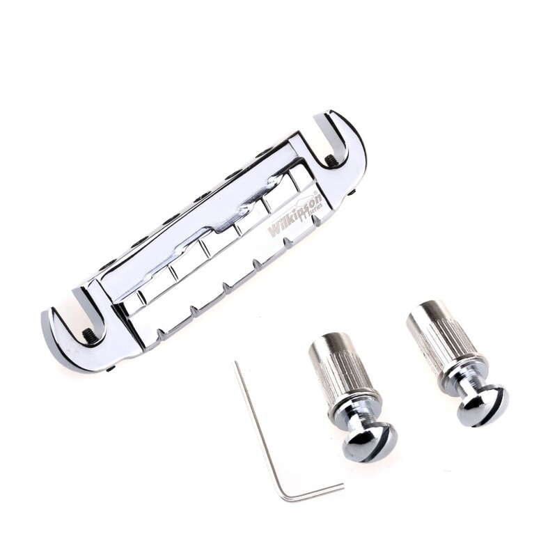 Wilkinson M Series Wraparound Bridge — 52 mm String Spacing, M8 Posts (82 mm) — Fits LP/SG Junior &amp; Special, ES-335 — Pre-Set Intonation