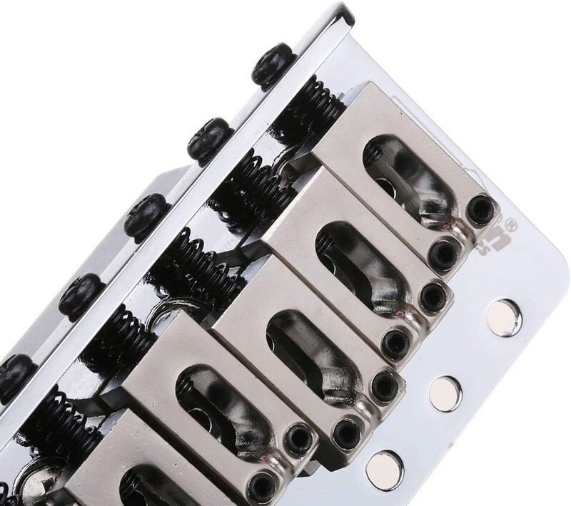 Wilkinson 52.5mm(2-1/16 inch) Full Block ST Guitar Tremolo Bridge Pop-In Arm 6 Screws for American Vintage Narrow Spacing Strat, Chrome
