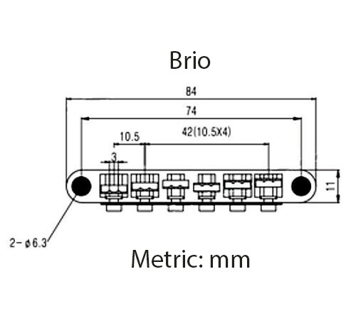 Brio 12 String Tune-O-Matic Bridge for Import Guitars Black