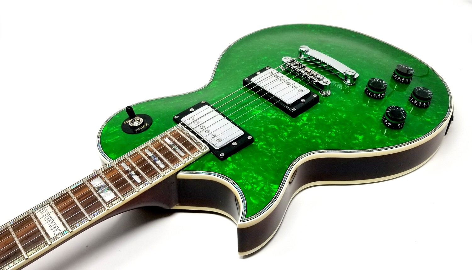 SOLD Carparelli Left Handed S3, Pearloid Green Single Cut, Double Humbucker 2010