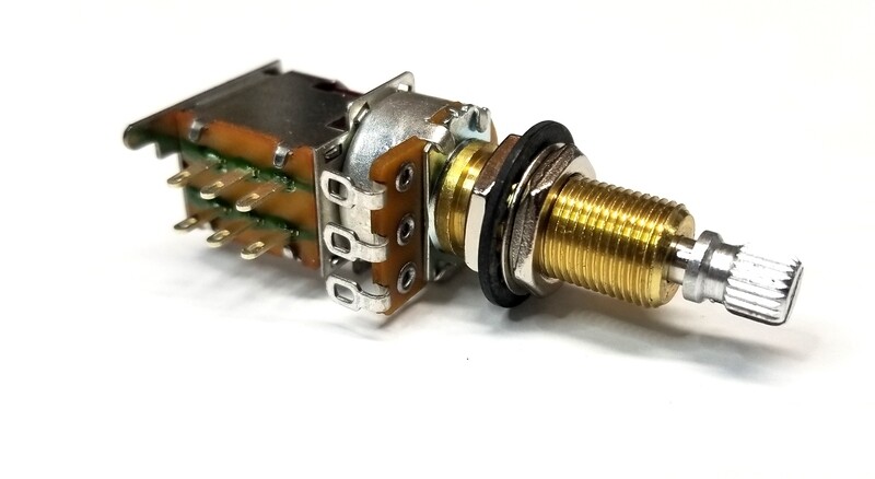 250kΩ, Audio, Knurled Long, DPDT, Push-Push