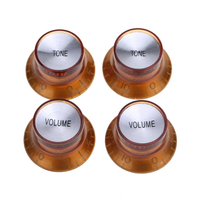 Brio Set of 4 Reflector Knobs Amber w/Silver Top METRIC SIZE ( 18 Splines )