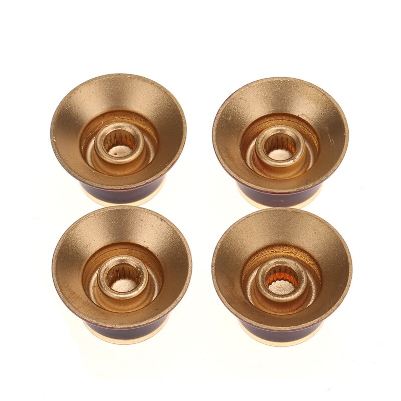 Brio Set of 4 Reflector Knobs Amber w/Silver Top METRIC SIZE ( 18 Splines )