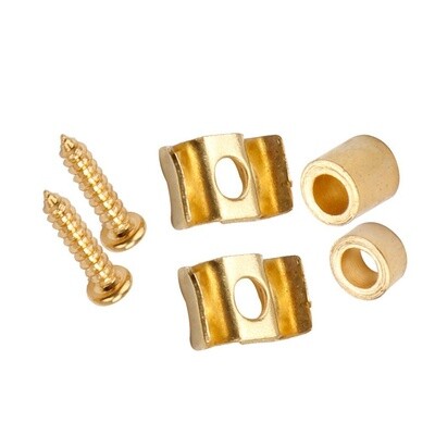 Brio Vintage-Style Fender String Guides Retainers (2) Gold