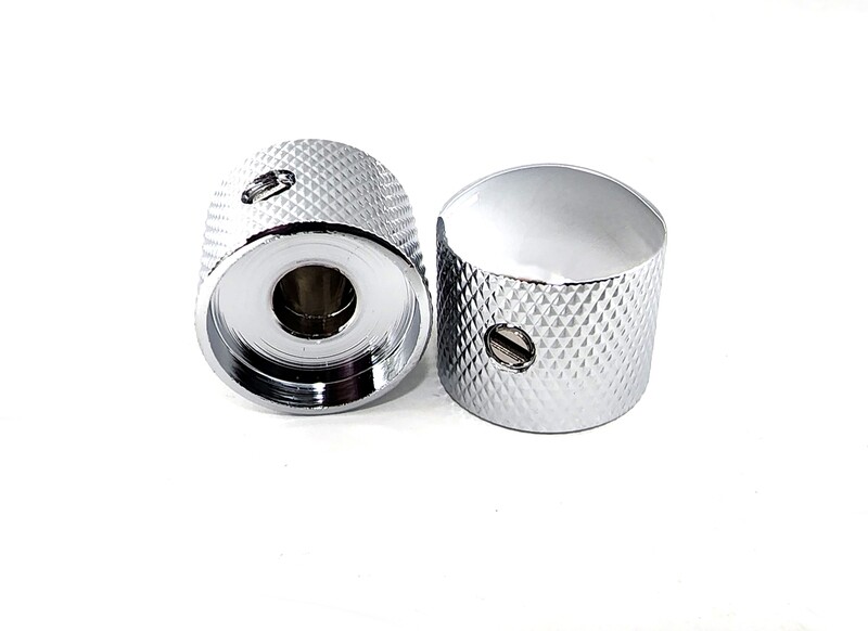 Carparelli Knurled Metal Dome Knobs x 2 Chrome Dome Top fits SOLID SHAFT &amp; SPLIT SHAFT