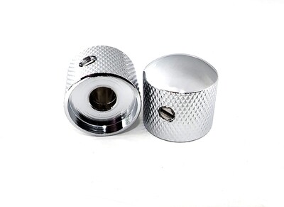 Carparelli Knurled Metal Dome Knobs x 2 Chrome Dome Top fits SOLID SHAFT &amp; SPLIT SHAFT