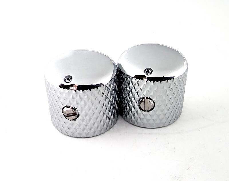 Carparelli Knurled Metal Dome Knobs x 2 Chrome Dome Top with Indent. Fits Solid Shaft &amp; Split Shaft