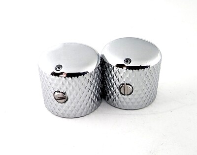 Carparelli Knurled Metal Dome Knobs x 2 Chrome Dome Top with Indent. Fits Solid Shaft & Split Shaft
