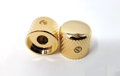 Carparelli Knurled Metal Dome Knobs x 2 Gold Dome Top with Indent. Fits Solid Shaft &amp; Split Shaft
