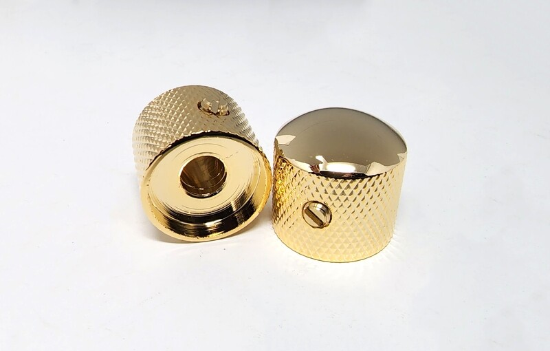 Carparelli Knurled Metal Dome Knobs x 2 Gold Dome Top fits SOLID SHAFT &amp; SPLIT SHAFT