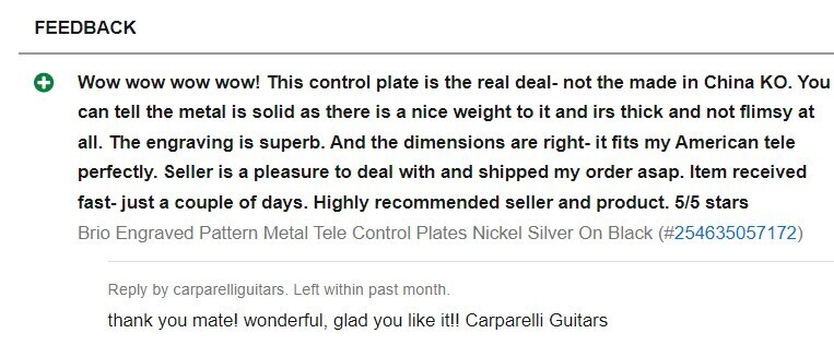 review on one of our Fancy Tele Plates.
