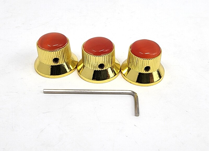 Brio Gem Knob Gold w Red Pearl Stone - Metric Fit -