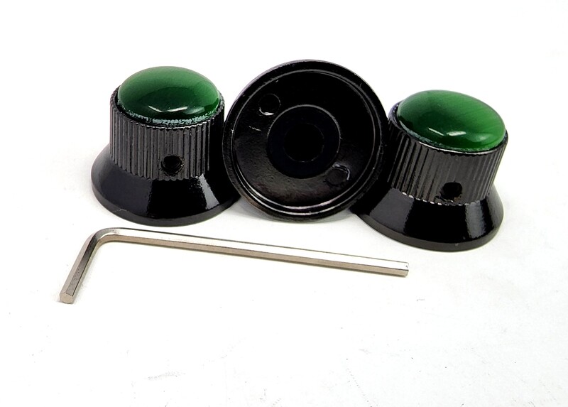 Brio Gem Knob Black w  Green Pearl Stone - Metric Fit -