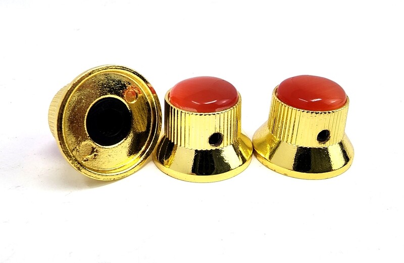 Brio Gem Knob Gold w Red Pearl Stone - Metric Fit -