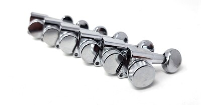Carparelli 6-IN-LINE Electric Locking Machine Heads Tuners Classic Button Chrome