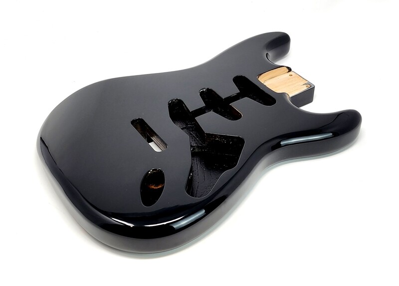 Replacement BODY for Fender Stratocaster Strat, Roasted Ash - Gloss Black