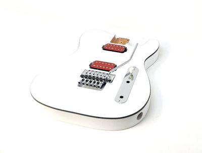 Brio T-Style White Floyd Rose Ready Black Binding Belly Cut Contour