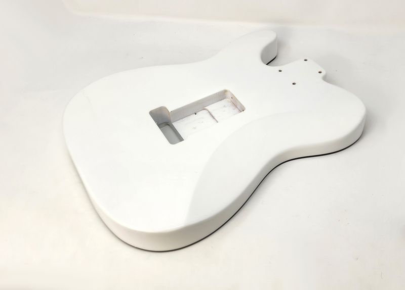 Brio T-Style White Floyd Rose Ready Black Binding Belly Cut Contour