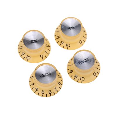 Brio Set of 4 Reflector Knobs Cream w/Silver Top METRIC SIZE ( 18 Splines )