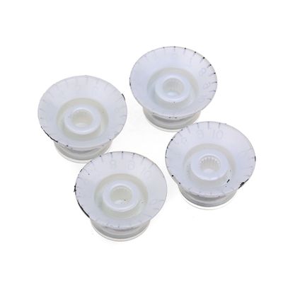 Brio Set of 4 Reflector Knobs White w/Silver Top METRIC SIZE ( 18 Splines )