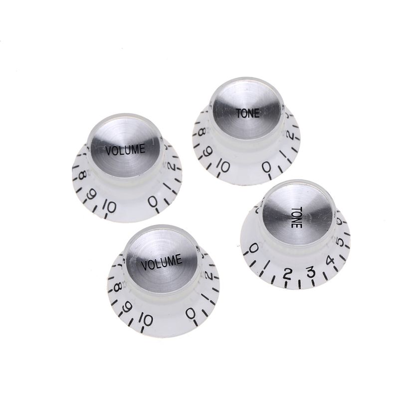 Brio Set of 4 Reflector Knobs White w/Silver Top METRIC SIZE ( 18 Splines )