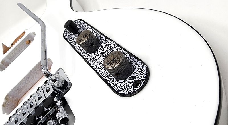 Brio Fully Loaded Metal Engraved Tele Control Plate White on Black