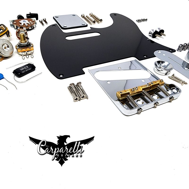 Carparelli Hardware Set for Tele (SET E) - Chrome or Black low profile bridge