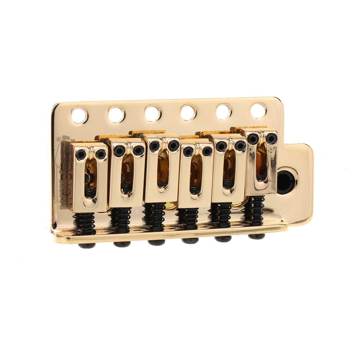 Wilkinson 52.5mm(2-1/16 inch) Full Block ST Guitar Tremolo Bridge Pop-In Arm 6 Screws for American Vintage Narrow Spacing Strat, GOLD