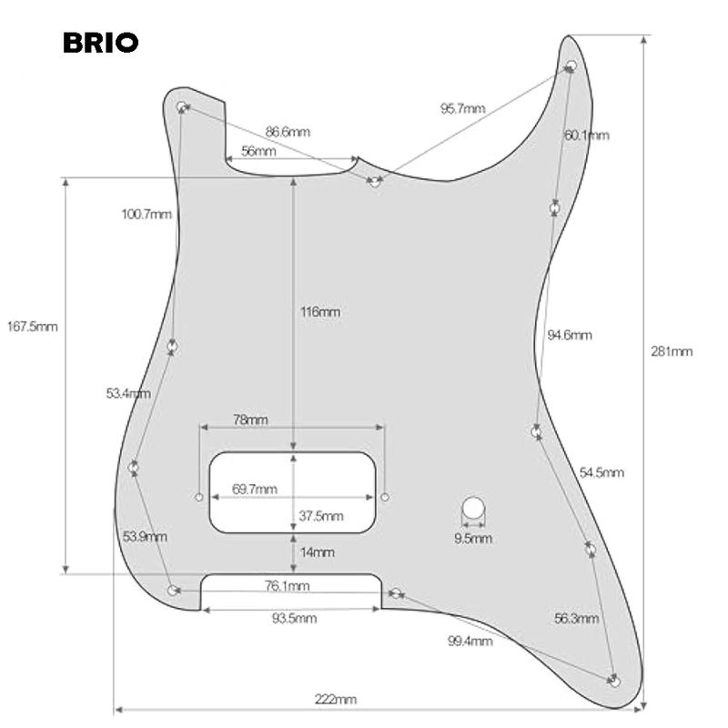 One Humbucker Guitar Pickguard For American/Mexican Fender Tom DeLonge Strat Style -Black 3 Ply Gloss