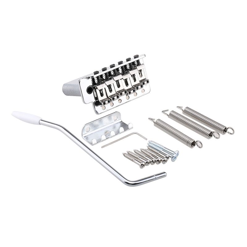 Wilkinson 52.5mm(2-1/16 inch) Vintage Style Full Block ST Guitar Tremolo Bridge Pop-In Arm 6 Screws Squier/Mexico Fender Strat, American Standard- Chrome