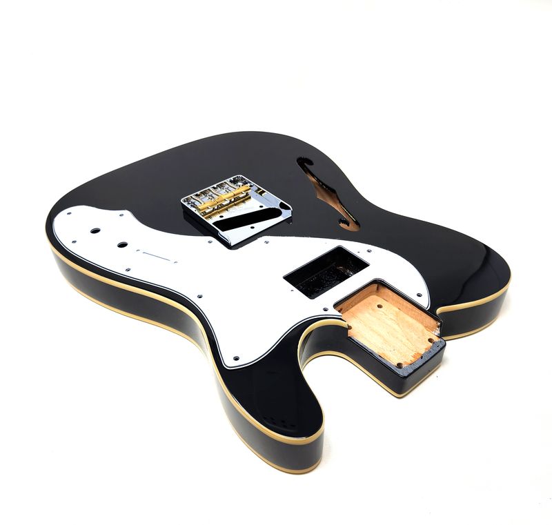 Brio 69 T-Style Thinline Alder Double-Bound Black Gloss (H/S) Guitar Body