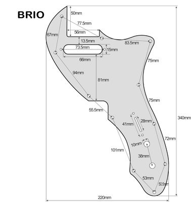 Brio 11 Hole Thinline 69 Pickguard Cream 3ply
