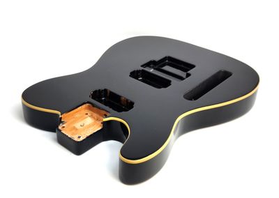 Brio Left Handed T-Style Black Floyd Rose Ready Cream Binding Belly Cut