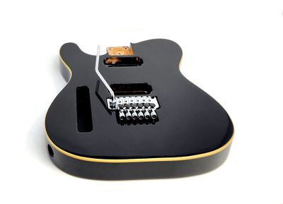 Brio Left Handed T-Style Black Floyd Rose Ready Cream Binding Belly Cut