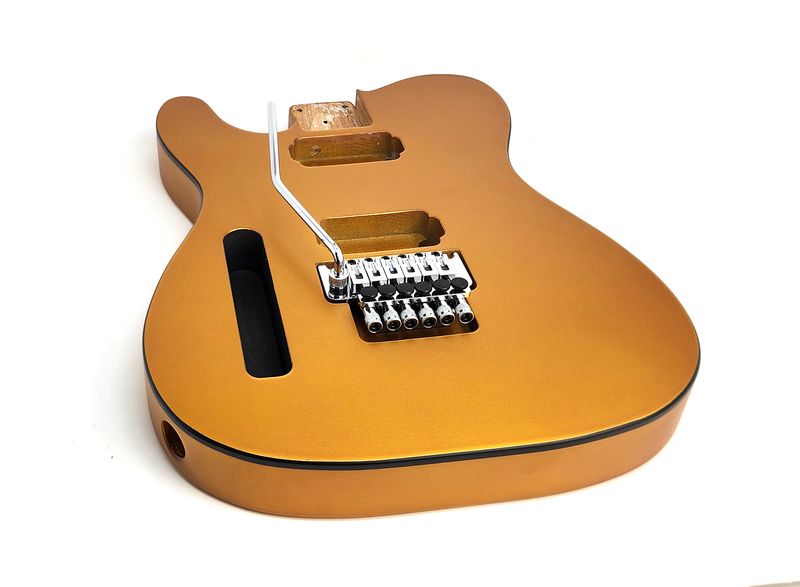 Brio Left Handed T-Style Floyd Rose Ready Gold with Black Binding Belly Cut